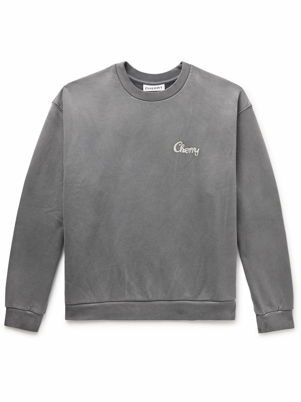 CHERRY LA - Logo-Print Cotton-Jersey Sweatshirt - Gray CHERRY LA