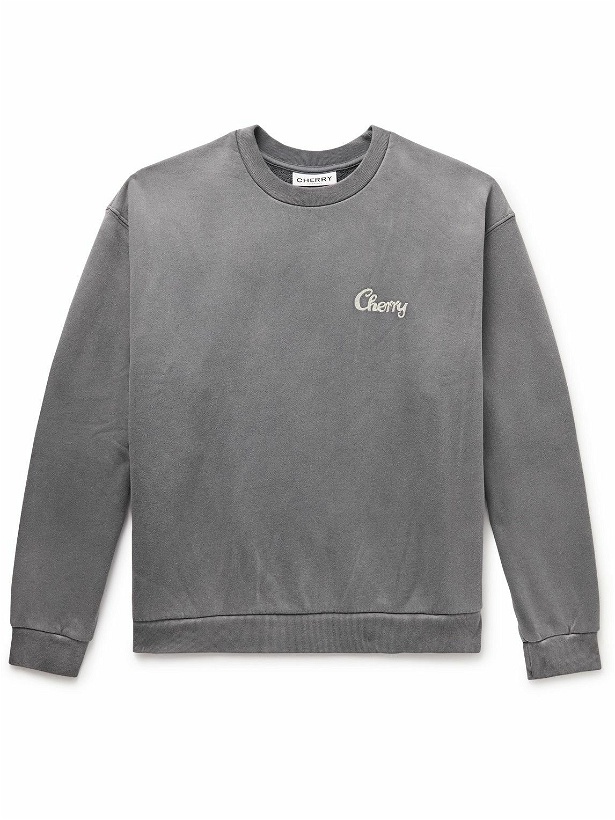 Photo: CHERRY LA - Logo-Print Cotton-Jersey Sweatshirt - Gray