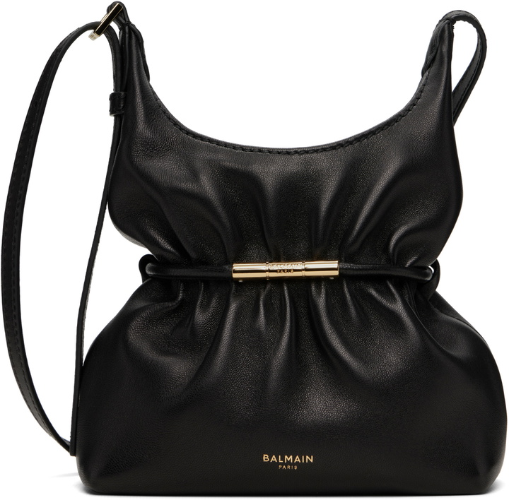 Photo: BALMAIN Black Sphynx Mini Smooth Leather Bag