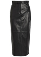 Nour Hammour Ghalia Panelled Leather Midi Skirt Black