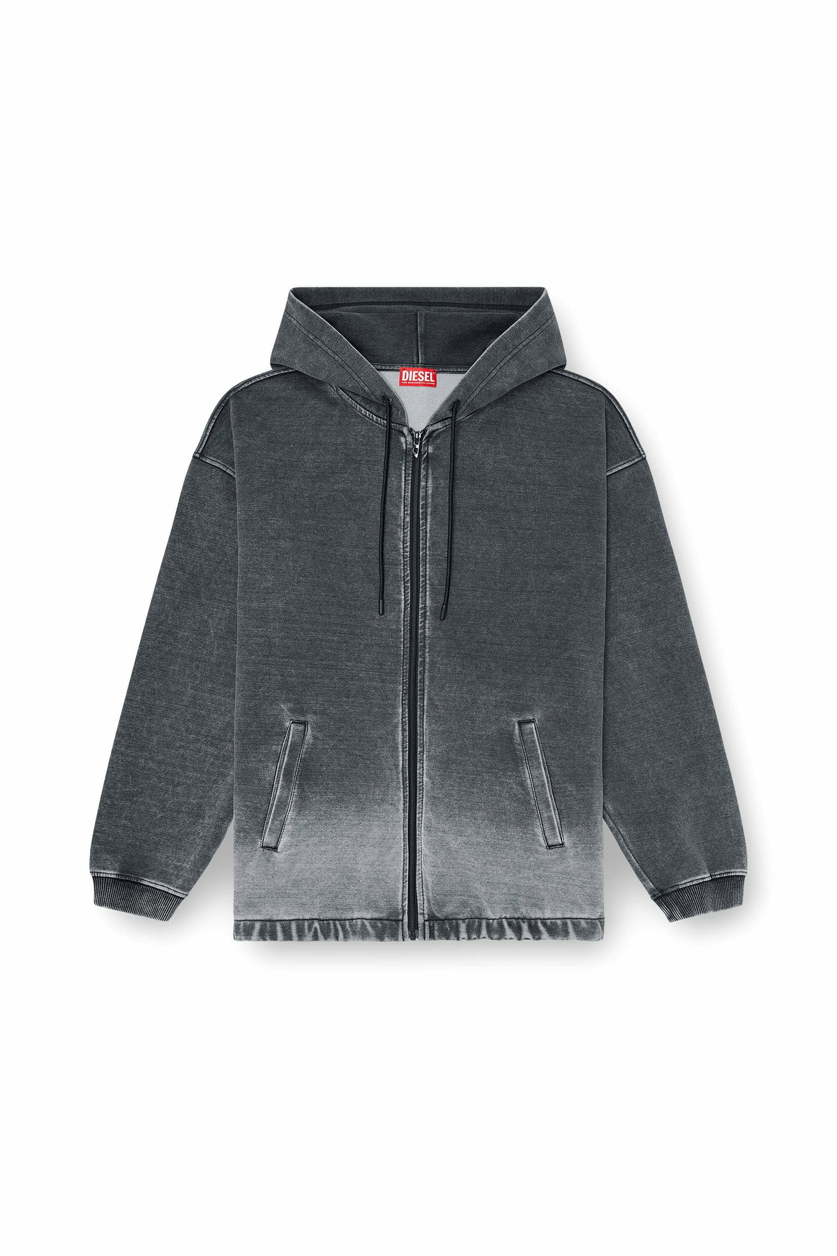 Diesel Hooded jacket in dégradé-effect scuba - Jackets Mens in Grey