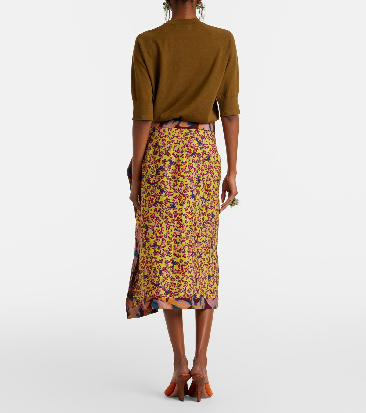 Dries Van Noten Sole printed midi skirt