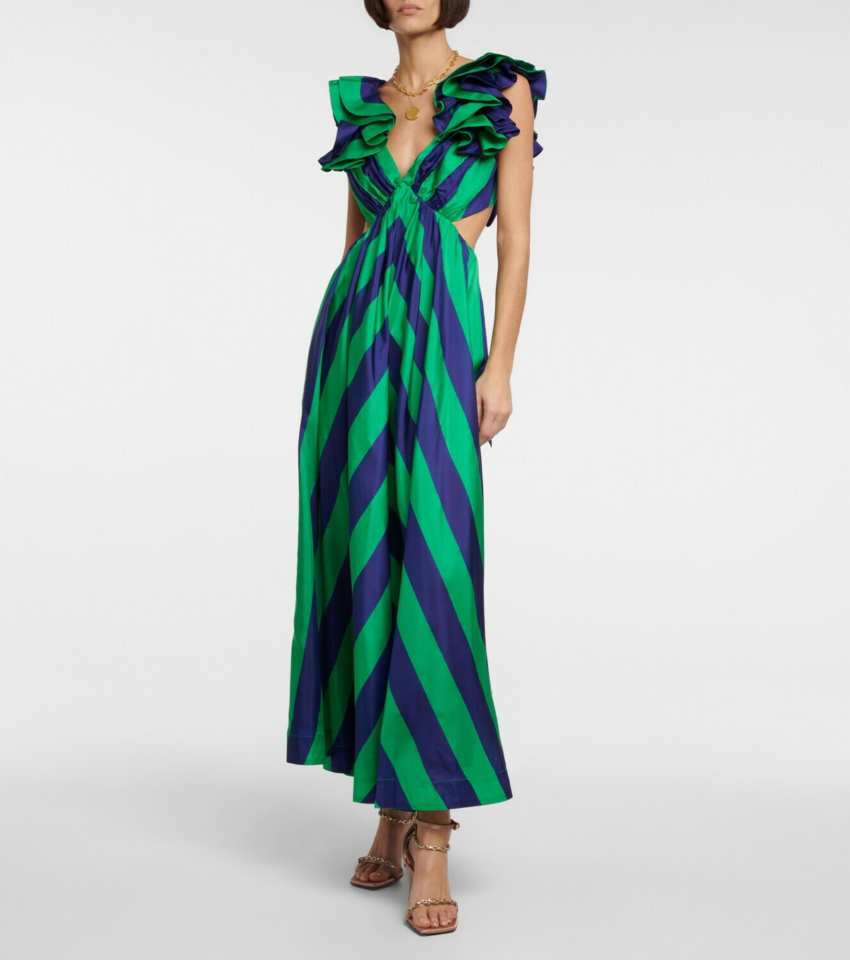 zimmermann blue and green dress Zimmermann Chintz Wrap Midi Dress Blue Daisy Floral main image 1
