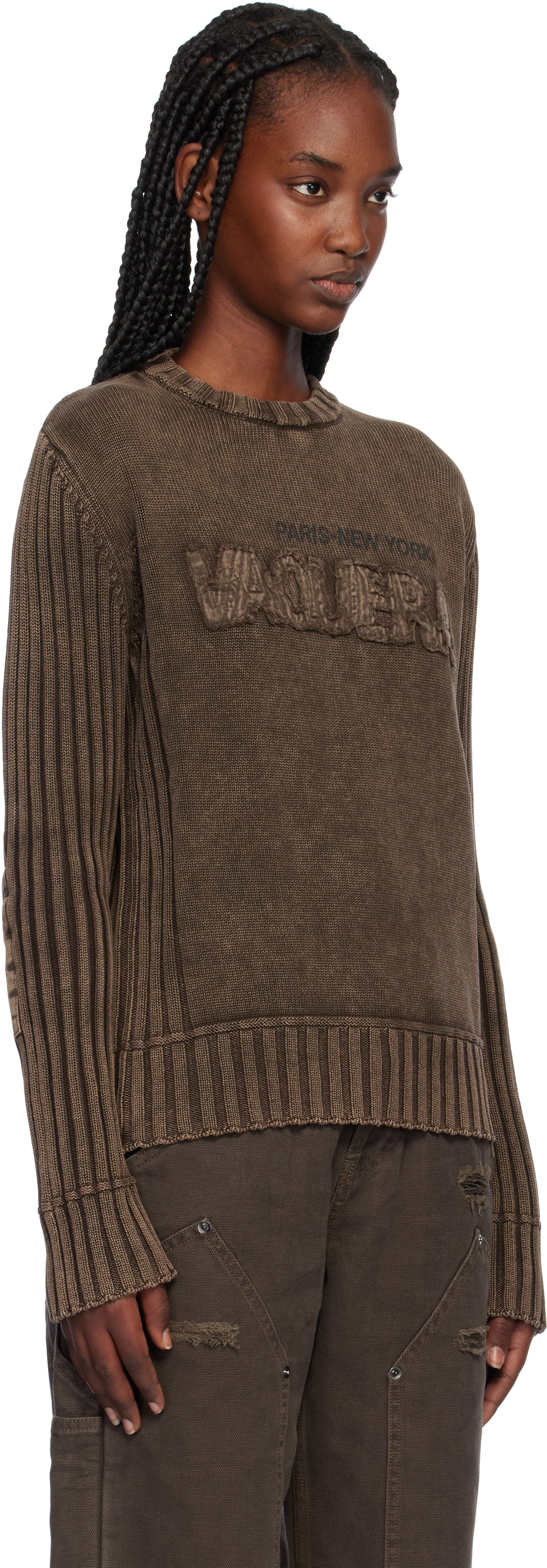 VAQUERA Brown Rib Knit Sweater