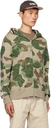 BAPE Beige & Green 'WGM' Layered Line Camo Shark Hoodie