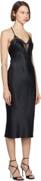 Fleur du Mal Black Buckle T-Strap Midi Dress