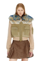 Diesel Bomber jacket with rib-knit and plush trims - Jackets Womens in Beige