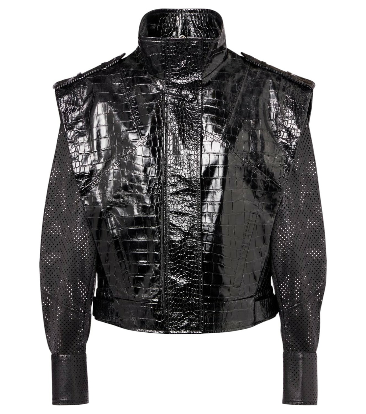 Givenchy Brown Croc Leather Cropped Windbreaker Jacket Givenchy