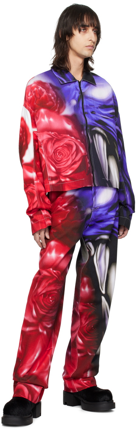 Gerrit Jacob Blue & Red Printed Jeans