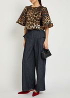 Sister Jane Suite Leopard-jacquard Woven Crop top