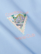 Casablanca - Maison De Reve Logo-Embroidered Organic Cotton-Jersey Hoodie - Blue