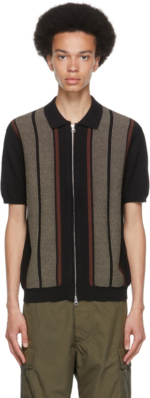 Photo: BEAMS PLUS Black Stripe Zip Polo