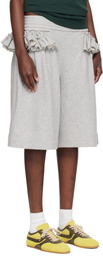 Dries Van Noten Gray Loose Ruffled Shorts