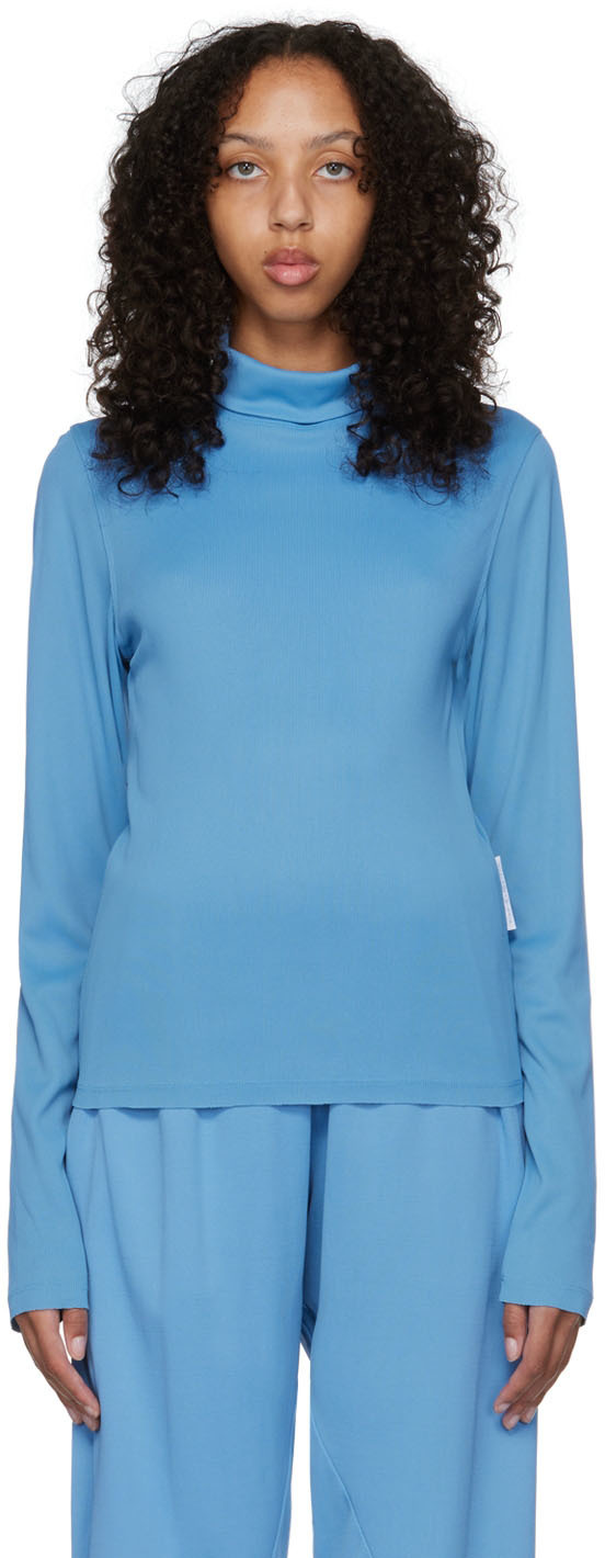 Bianca Saunders Blue Nylon Turtleneck