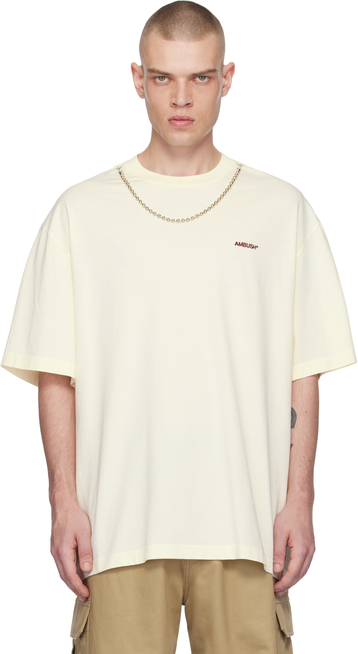 ★AMBUSH★ Ball Chain Short Sleeve T-Shirt White BMAA001F24J AMBUSH® - Ballchain T-shirt | HBX - Globally Curated Fashion