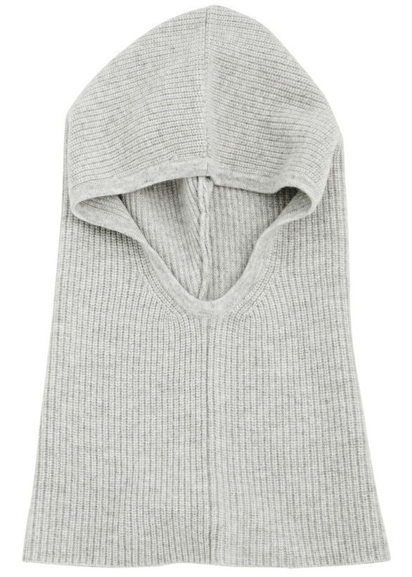 Photo: Loop Cashmere Ribbed Cashmere Hood - Light Grey - One Size