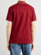 Burberry - Logo-Embroidered Checked Cotton-Piqué Polo Shirt - Red