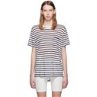 alexanderwang.t White and Navy Striped Slub Pocket T-Shirt