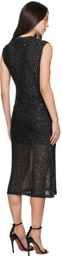 MSGM Black Glitter Midi Dress