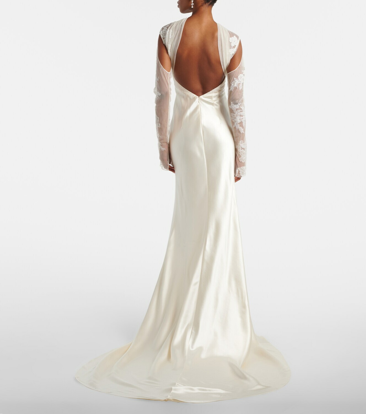 Danielle Frankel Bridal Esme lace-trimmed silk and wool gown