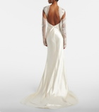 Danielle Frankel Bridal Esme lace-trimmed silk and wool gown