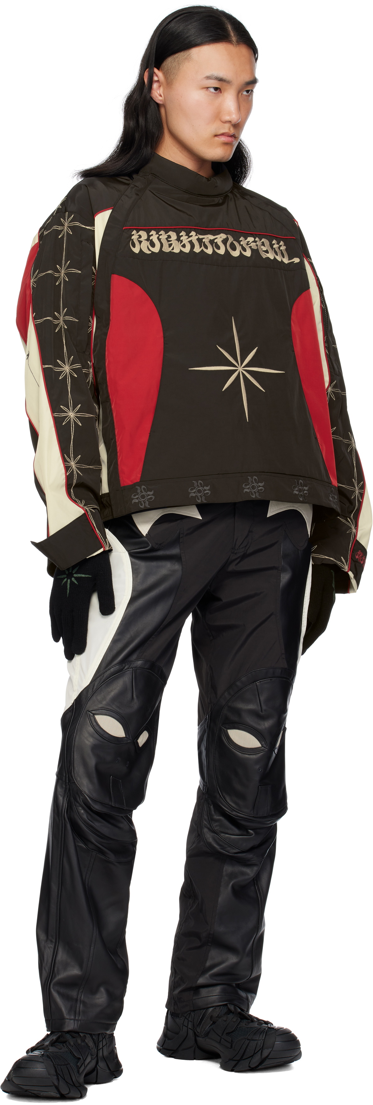 KUSIKOHC Black & Beige Rider Leather Pants
