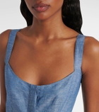 Alaïa Cotton and linen chambray bustier dress