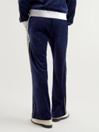 Casablanca - Straight-Leg Embroidered Velour Sweatpants - Blue