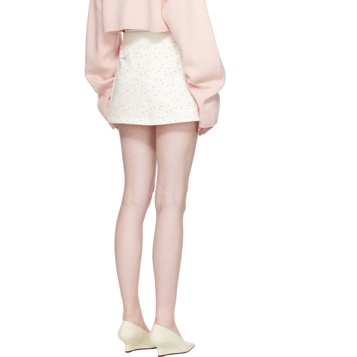 Sandy Liang Off-White Dottie Miniskirt