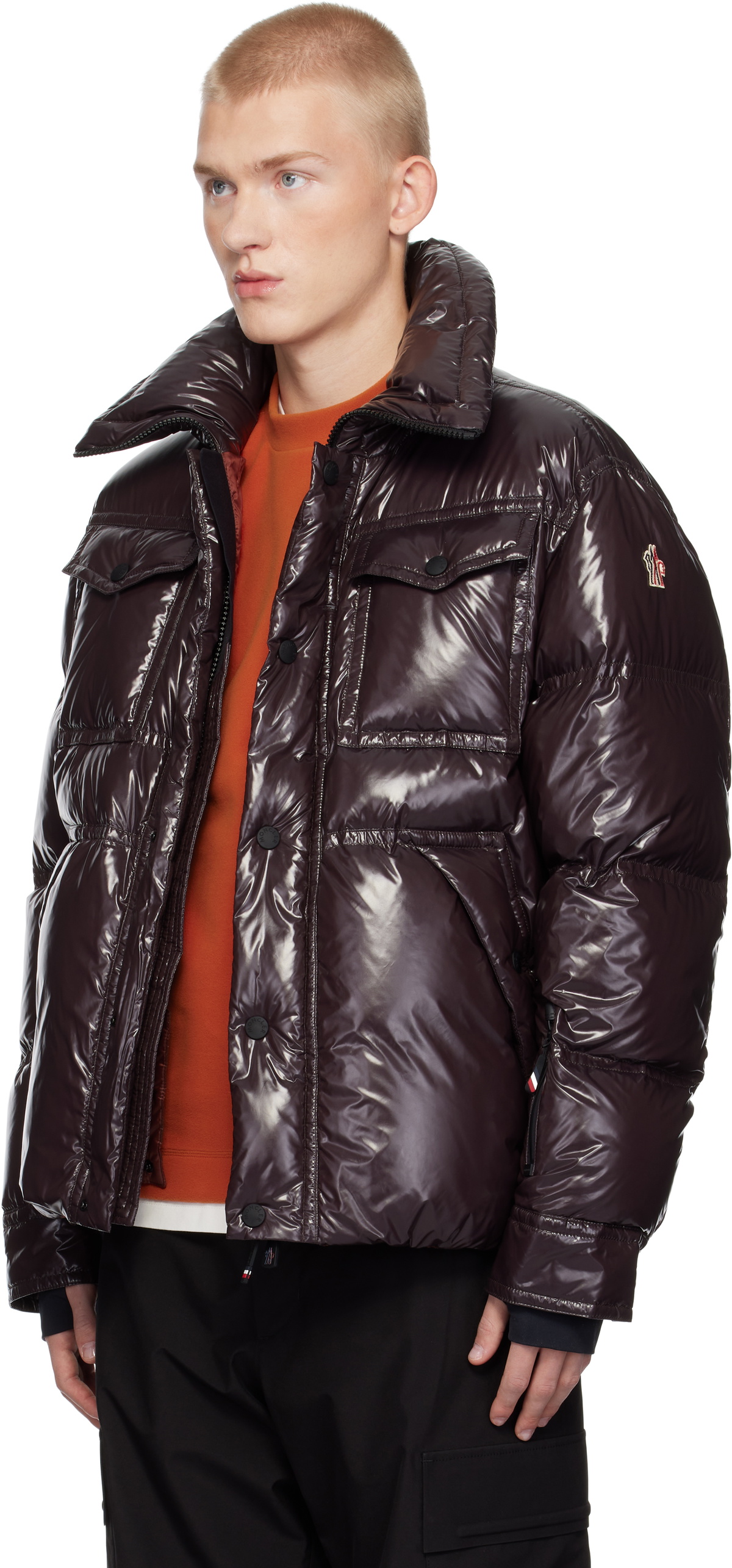 【送料&関税込】Moncler Grenoble Dark Brown Nylon Julier Dow Moncler Grenoble Dark Brown Nylon Julier Down Jacket