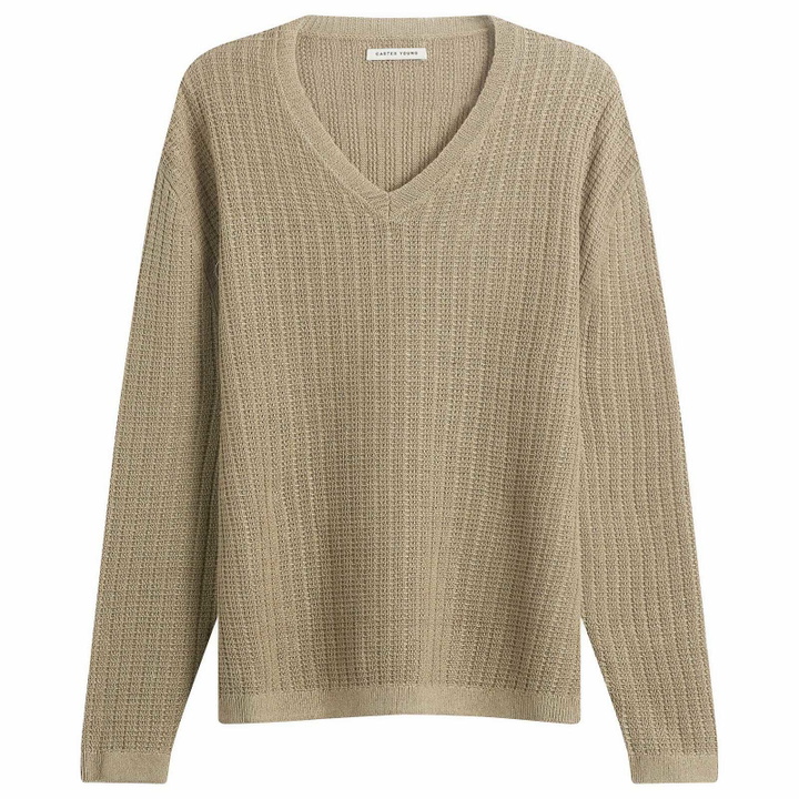 Photo: Carter Young Men's Lounger V-Neck in Natural