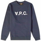 A.P.C. Men's VPC Logo Crew Sweat in Dark Navy/White