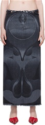 Conner Ives Black Ghulam Denim Midi Skirt