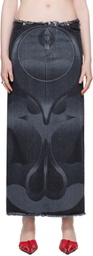 Conner Ives Black Ghulam Denim Midi Skirt