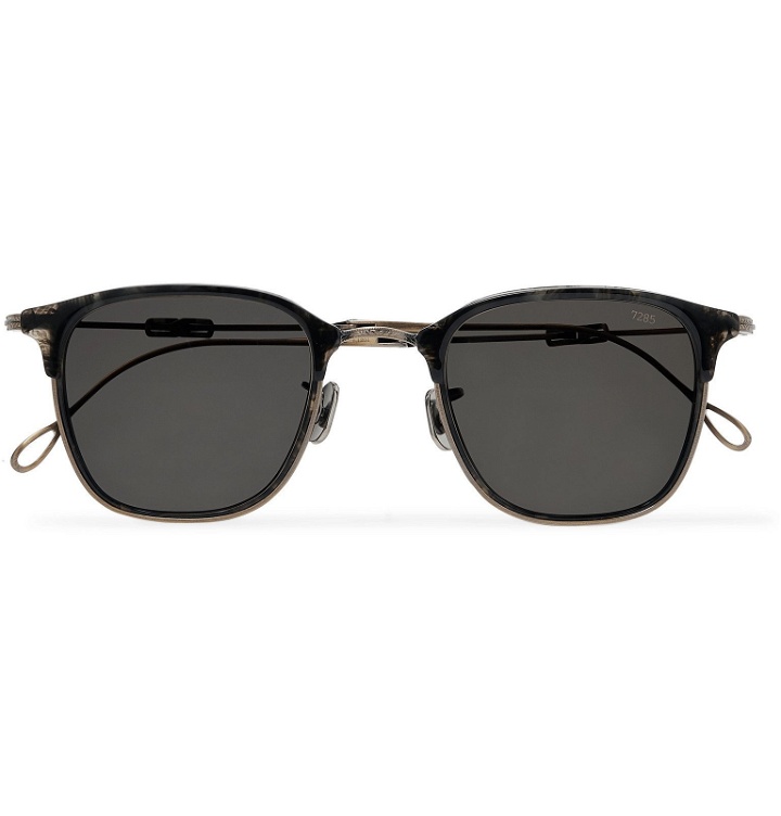 Photo: Eyevan 7285 - Square-Frame Tortoiseshell Acetate and Burnished Gold-Tone Foldable Sunglasses - Tortoiseshell