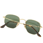 Ray Ban Hexagonal Sunglasses in Gold/Green