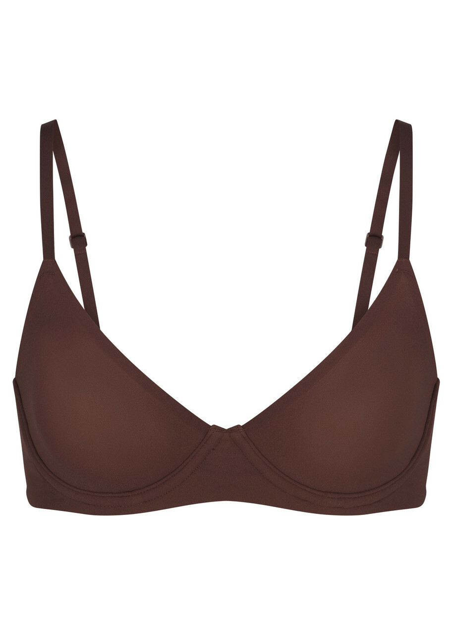 Skims Unlined Stretch-jersey Demi bra Brown