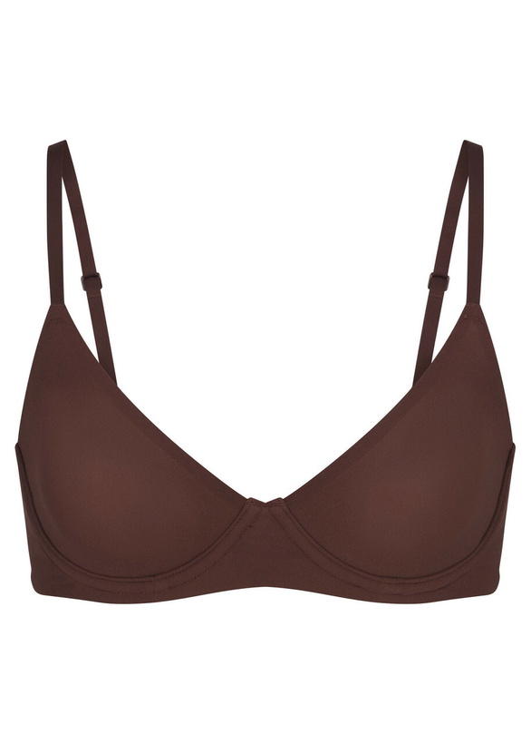 Photo: Skims Unlined Stretch-jersey Demi bra Brown
