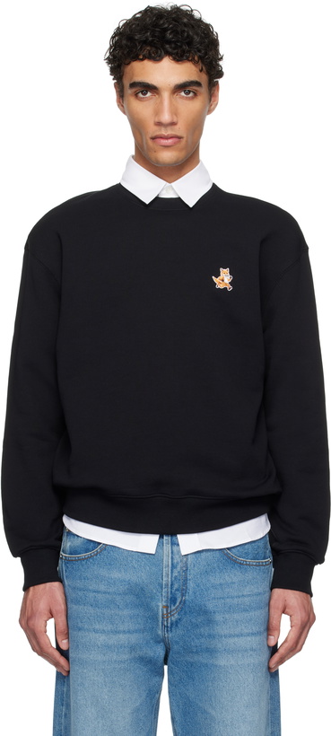 Photo: Maison Kitsuné Black Speedy Fox Patch Comfort Sweatshirt