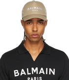 Balmain Beige Twill Logo Cap