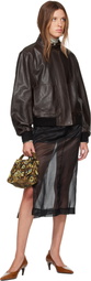 Nour Hammour Brown Rios Leather Bomber Jacket