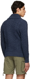 RRL Navy Aran-Knit Cardigan