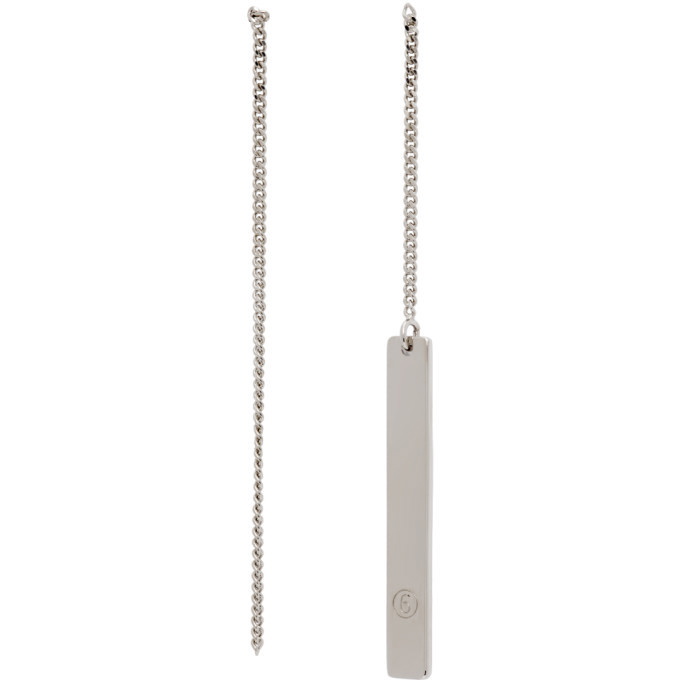 Photo: MM6 Maison Margiela Silver Asymmetric Chain Drop Earrings