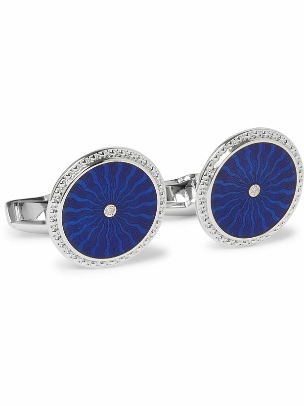 Photo: DEAKIN & FRANCIS - 18-Karat White Gold, Diamond and Enamel Cufflinks