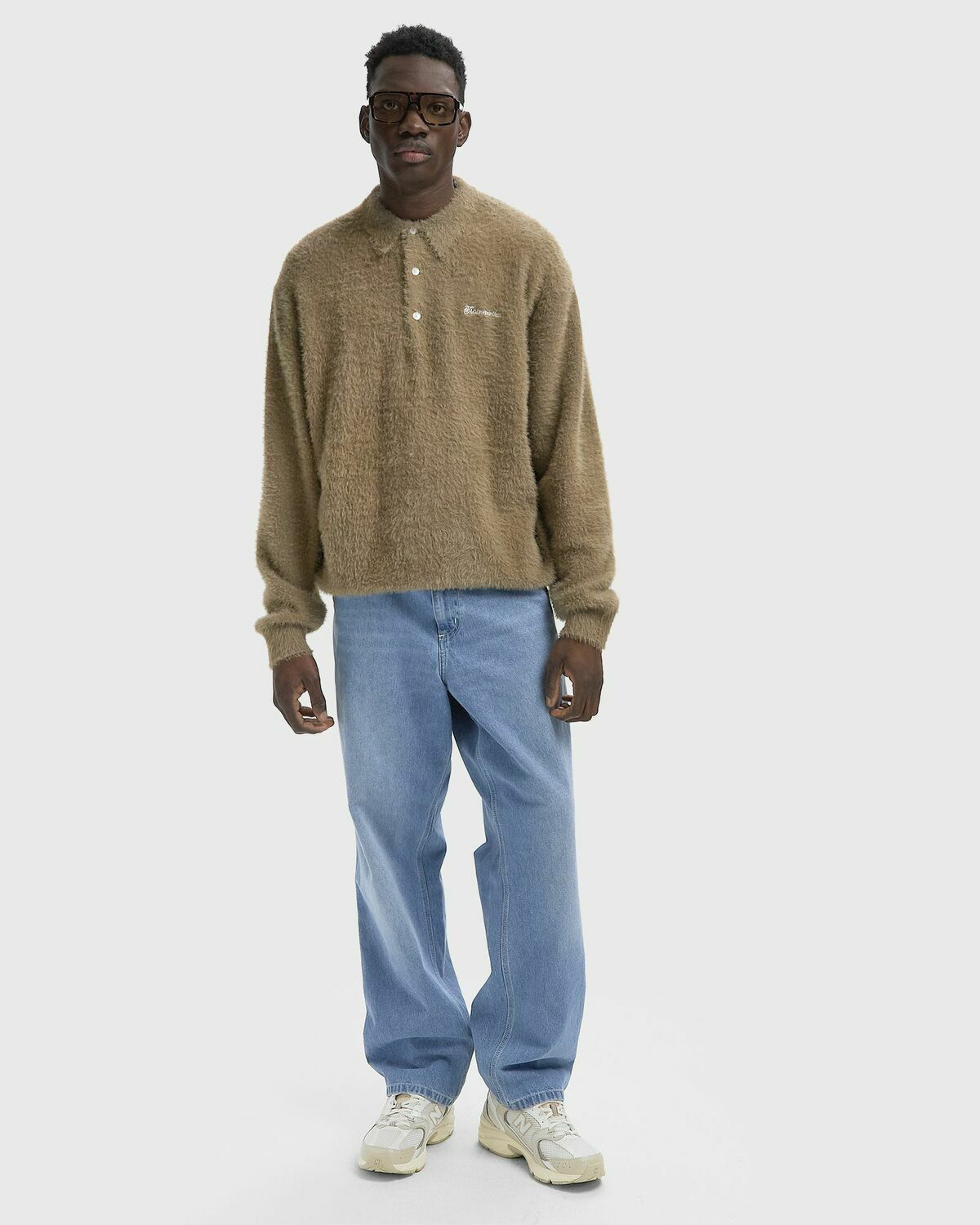 Thisisneverthat SCT-Logo Shaggy Knit Polo Brown Men thisisneverthat