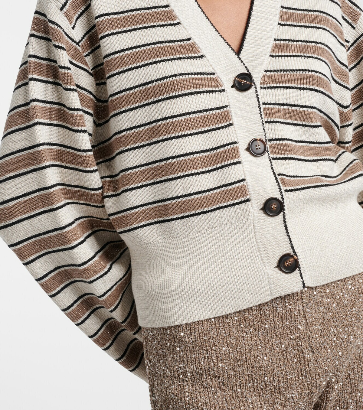 Brunello Cucinelli Striped cotton-blend cardigan