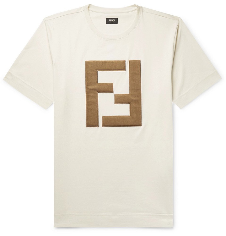 Photo: Fendi - Logo-Appliquéd Cotton-Jersey T-Shirt - Men - White