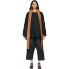 Loewe Navy Leather Collar Coat