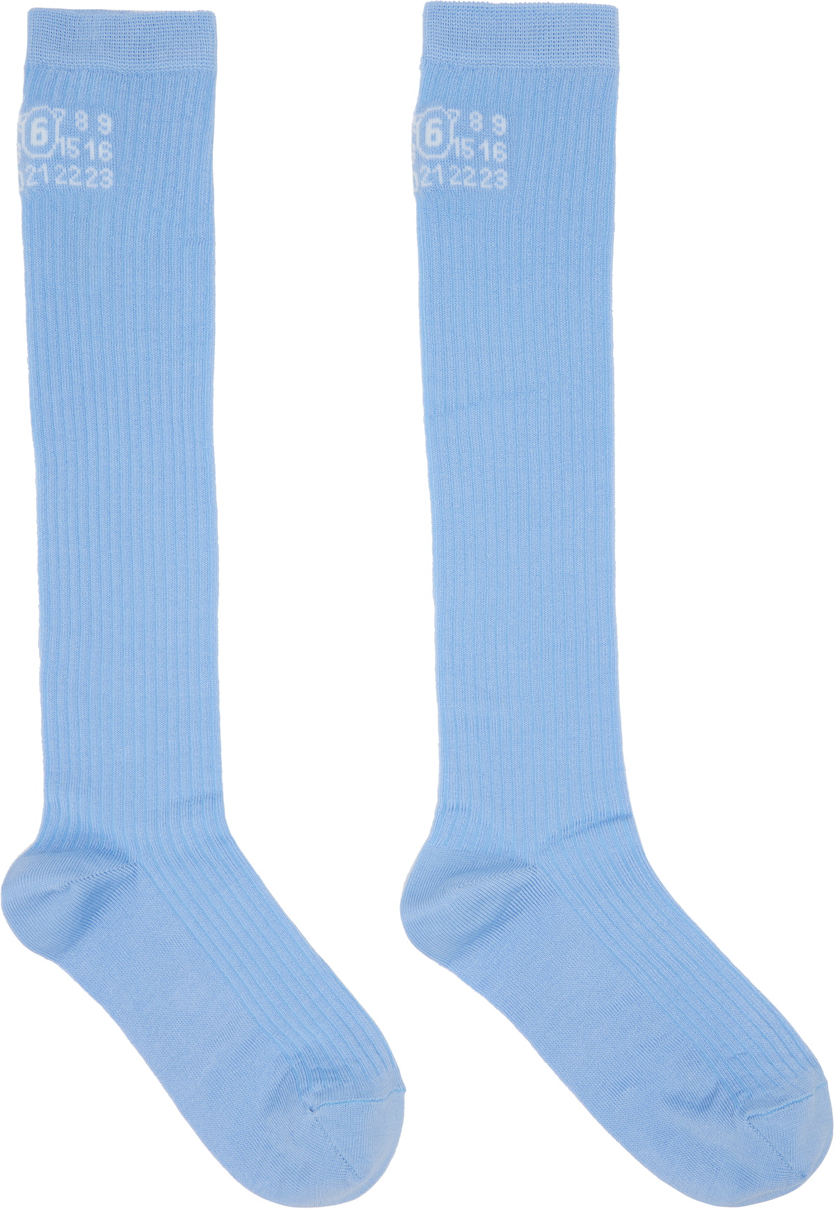 MM6 Maison Margiela Blue Rib Knee-High Socks