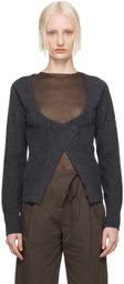 Deiji Studios Gray Asymmetric Knit Cardigan